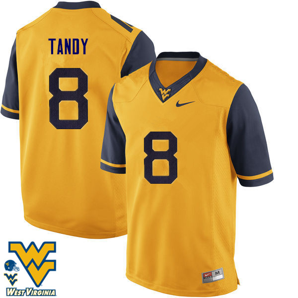 Men #8 Keith Tandy West Virginia Mountaineers College Football Jerseys-Gold